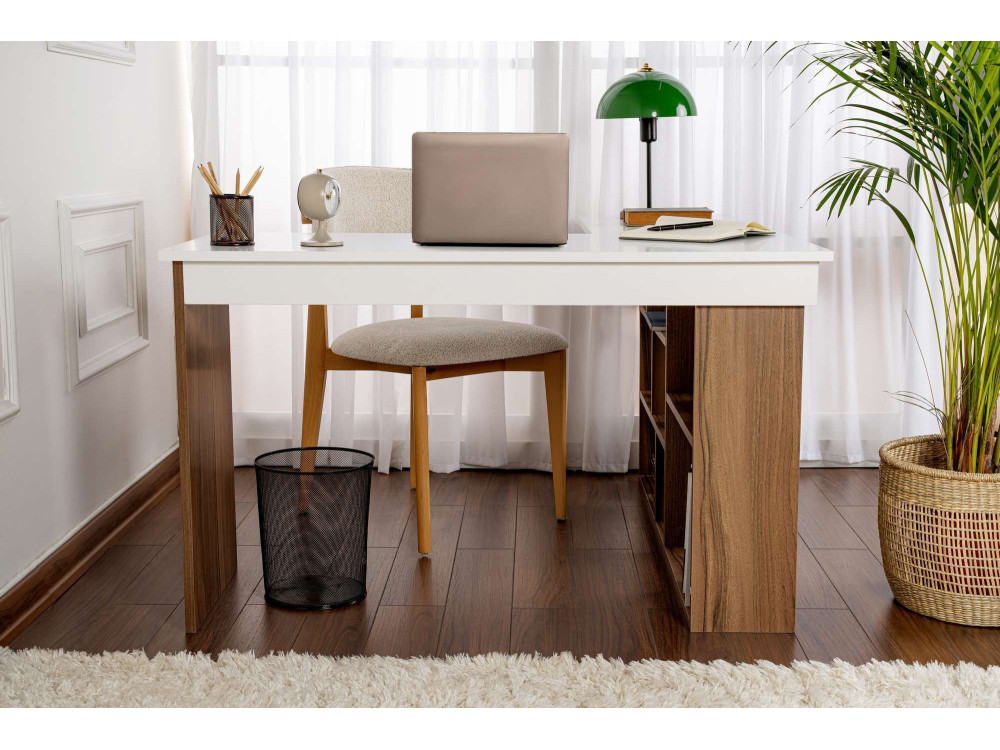 Houten bureau "Vesper" 130 x 120 x 72 cm - Notelaar