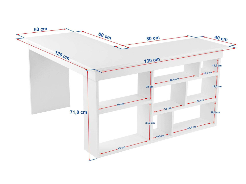 Houten bureau "Vesper" 130 x 120 x 72 cm - Notelaar