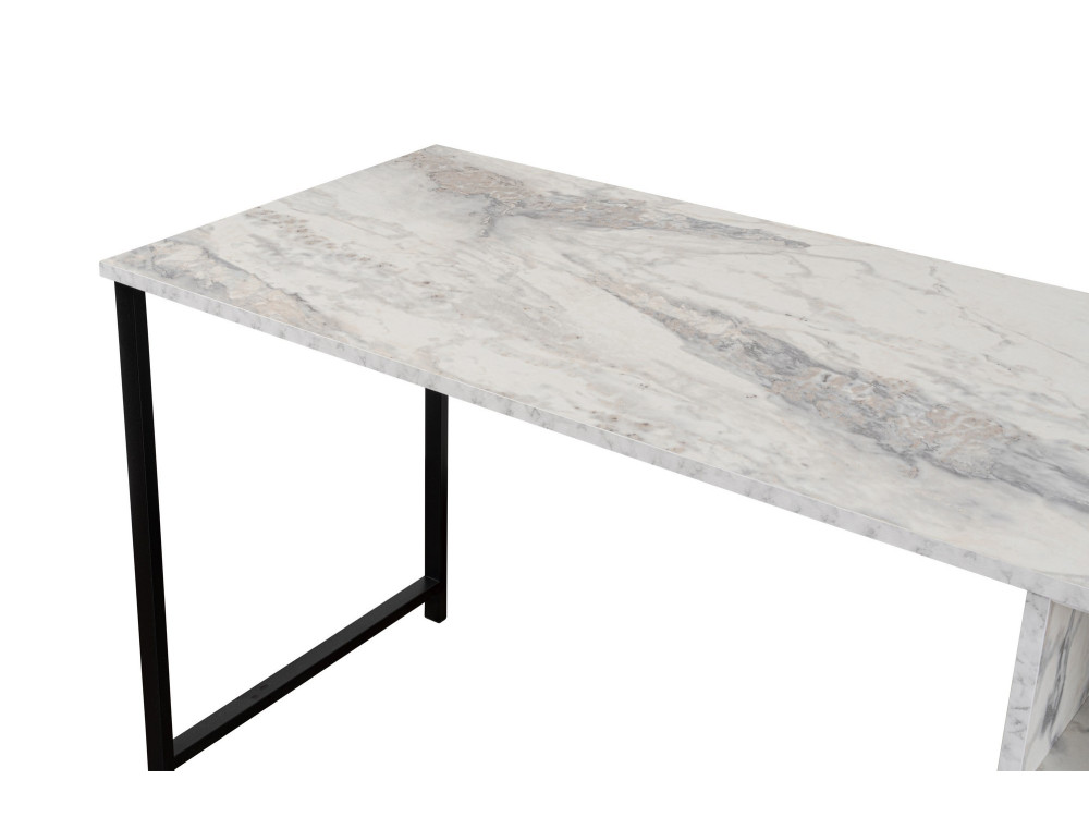 Twin" dubbel bureau met 2 houten planken - 240 x 60 x 74 cm - Gemarmerd wit