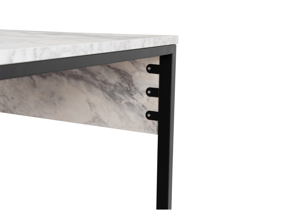 Twin" dubbel bureau met 2 houten planken - 240 x 60 x 74 cm - Gemarmerd wit