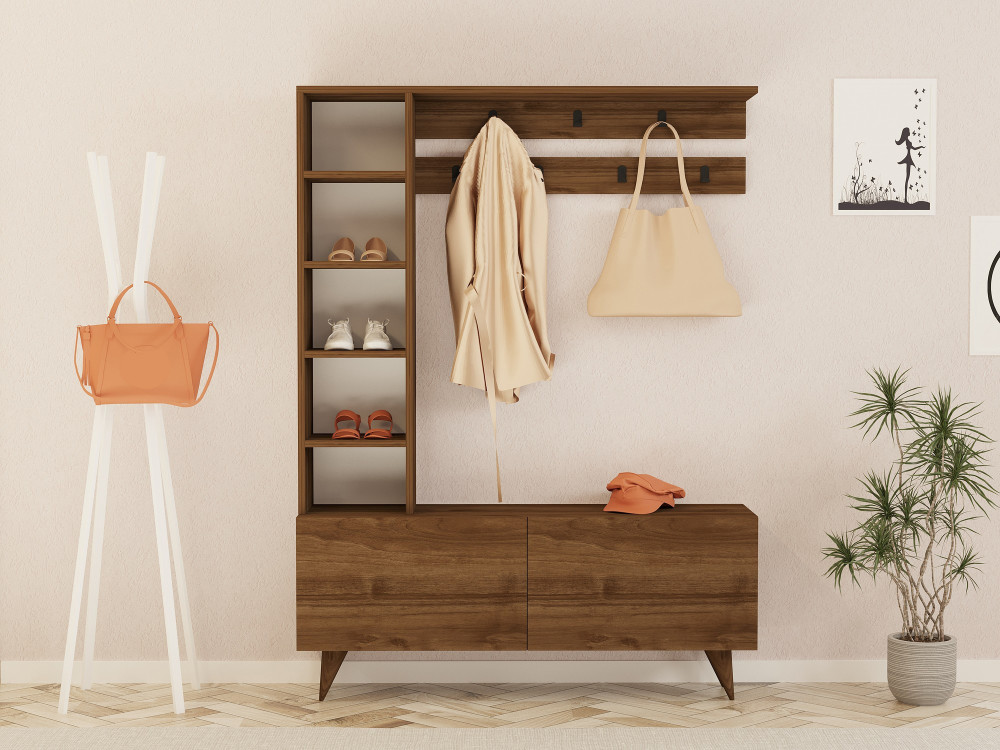 Houten halmeubel "Hale" - 120 x 32 x 161 cm - notenhout