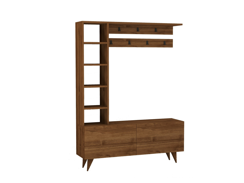 Houten halmeubel "Hale" - 120 x 32 x 161 cm - notenhout