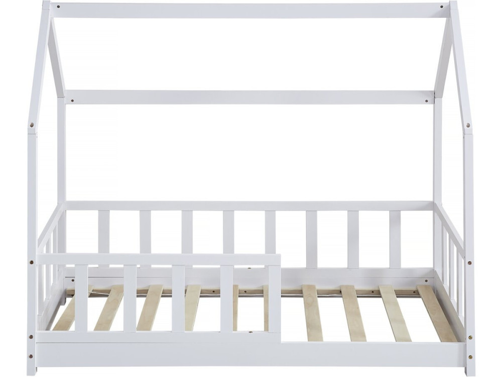 Kinderbed houten bed huisje met uitvalbeveiliging "Charlotte"  - Wit - 80 x 160 cm