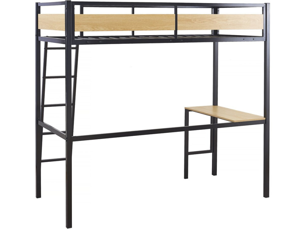 Eenpersoonsbed hoogslaper met bureau "Ethan" - 90 x 190 cm - Zwart