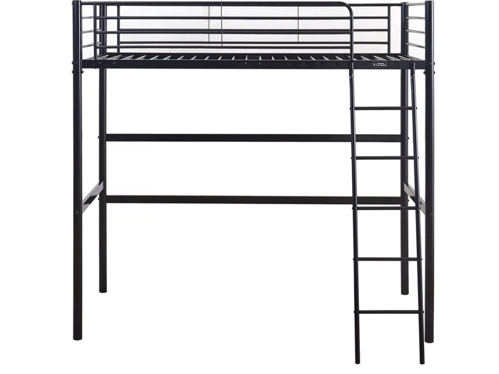 Eenpersoonsbed hoogslaper metaal bed "Alora" - 90 x 190 cm - Zwart