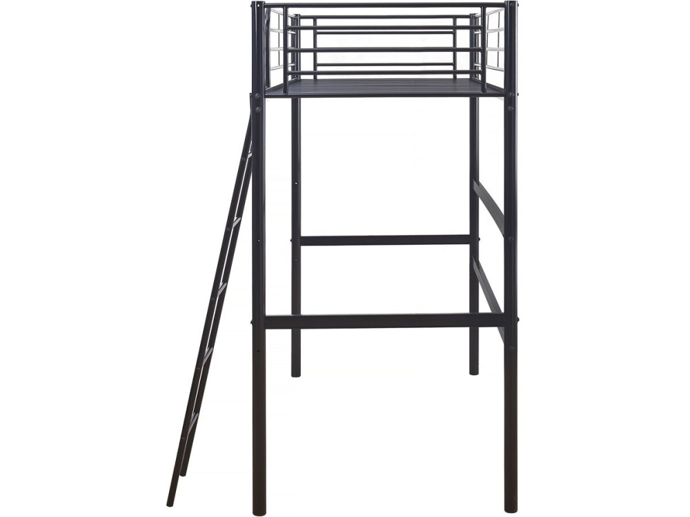 Eenpersoonsbed hoogslaper metaal bed "Alora" - 90 x 190 cm - Zwart