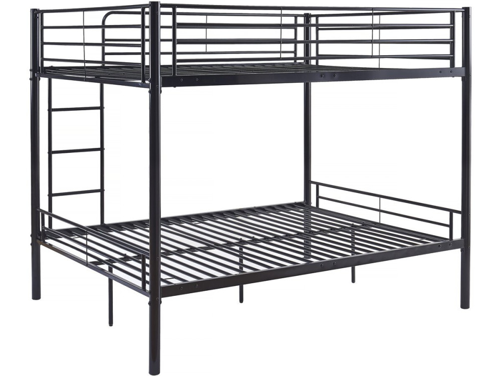 Stapelbed twee tweepersoonsbedden metaal "ADAM" - inclusief lattenbodem - 140 x 190 cm - Zwart