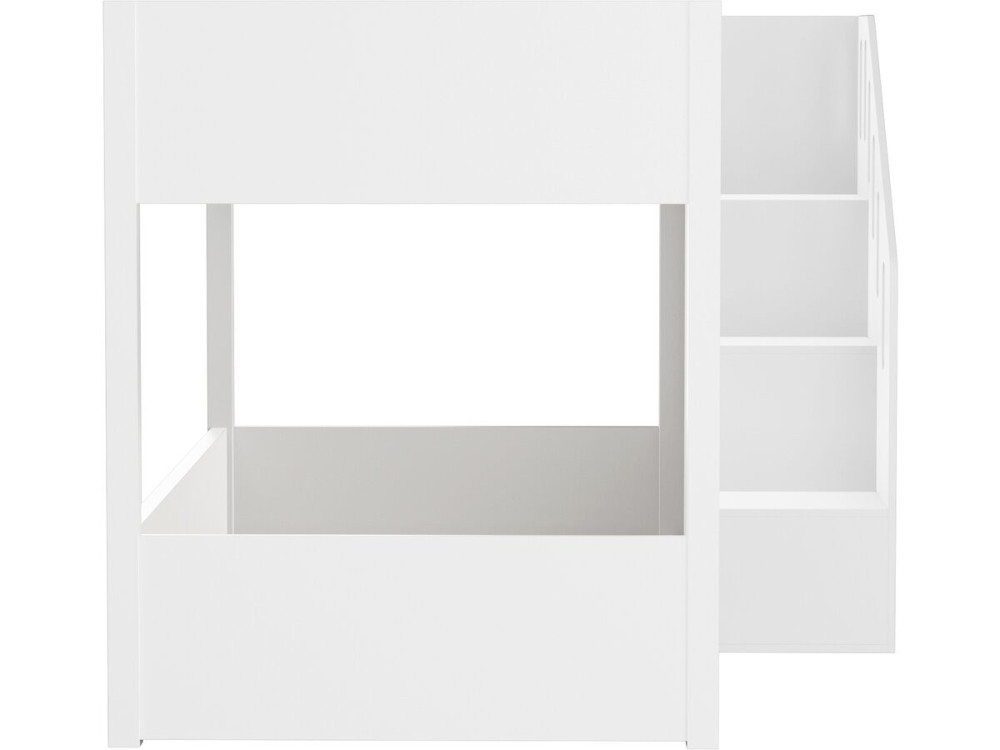 Houten stapelbed met trap en opbergruimte "Léana" - 90 x 190 cm - Wit