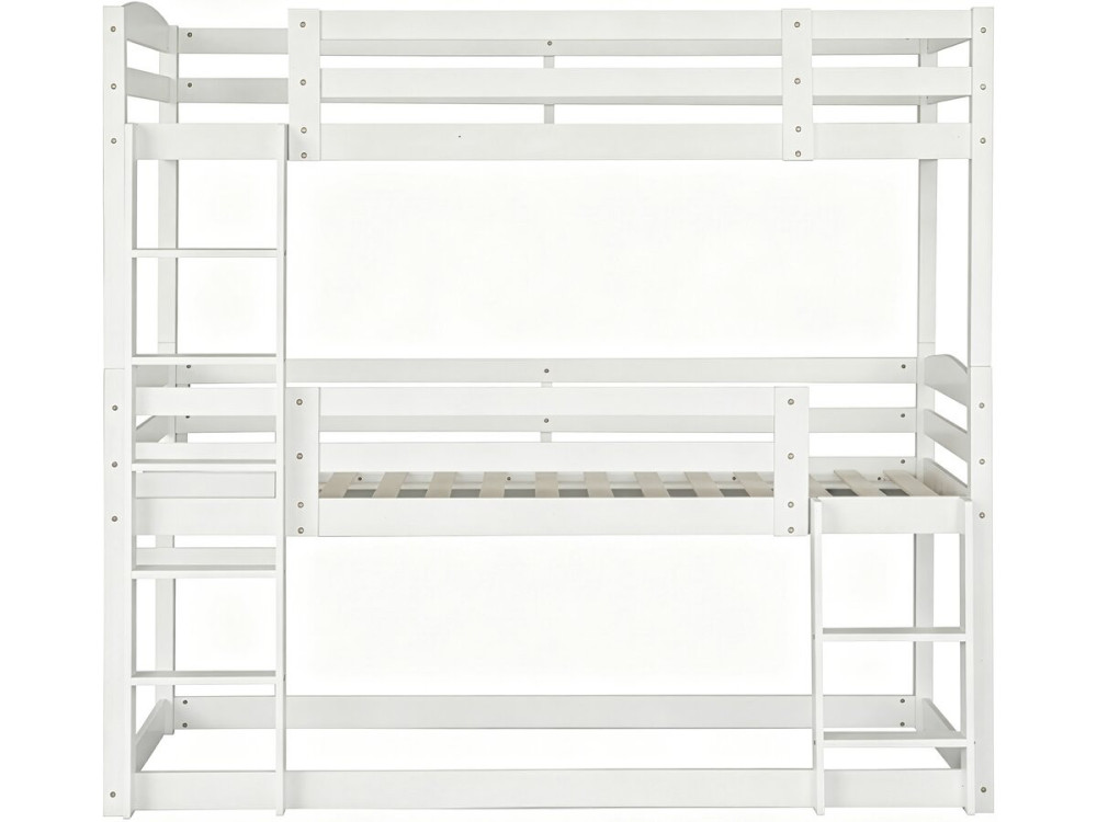 Houten stapelbed met trap „Sephora“ - 90 x 190 cm - Wit
