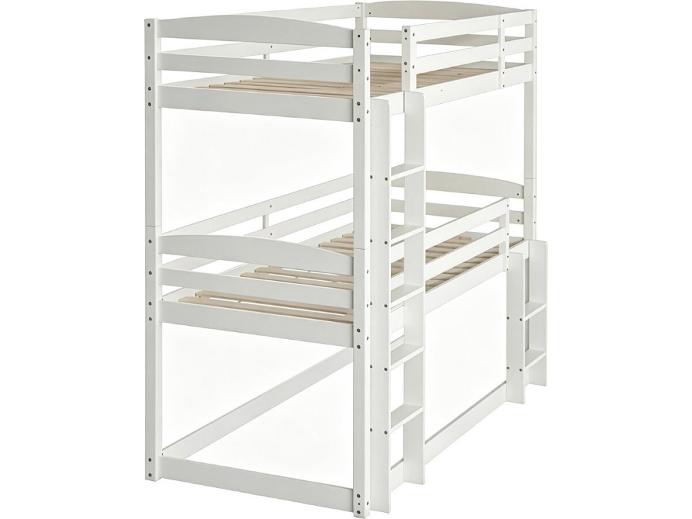 Houten stapelbed met trap „Sephora“ - 90 x 190 cm - Wit