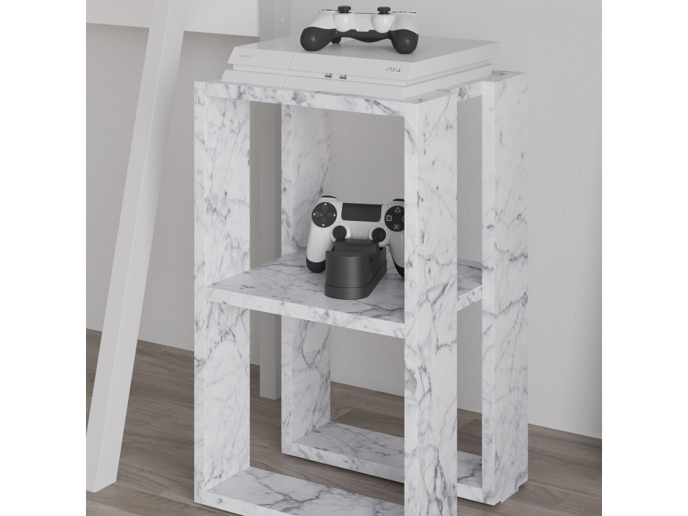 Houten nachtkastje "Lonie" 30 x 30 x 55 cm - Carrara marmer