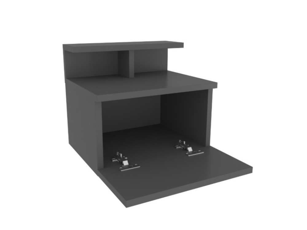 Alice" houten nachtkastje voor aan de muur - 40 x 32 x 35 cm - Antraciet grijs