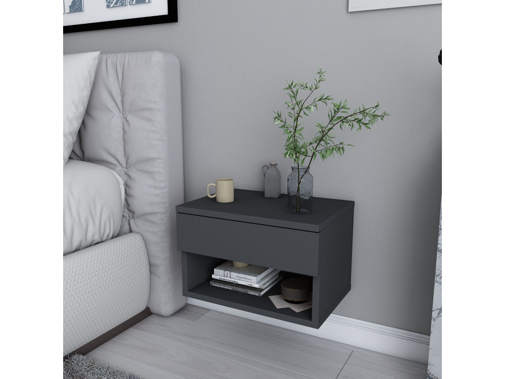 Houten nachtkastje "Jamot" - 45 x 29 x 32 cm - Antracietgrijs