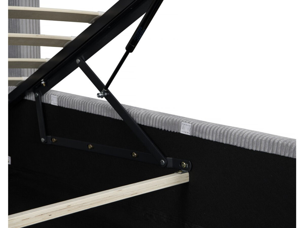 Tweepersoonsbed met opbergruimte en verlichting velours ribfluweel "Cortina" - 160 x 200 cm - Grijs