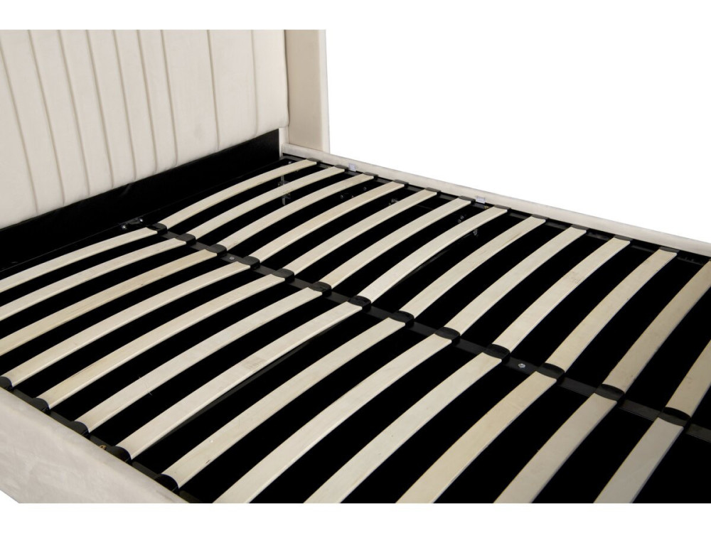 Tweepersoonsbed met ingebouwde opbergruimte van stof en lampen „Verbier“ - 160 x 200 cm - Beige