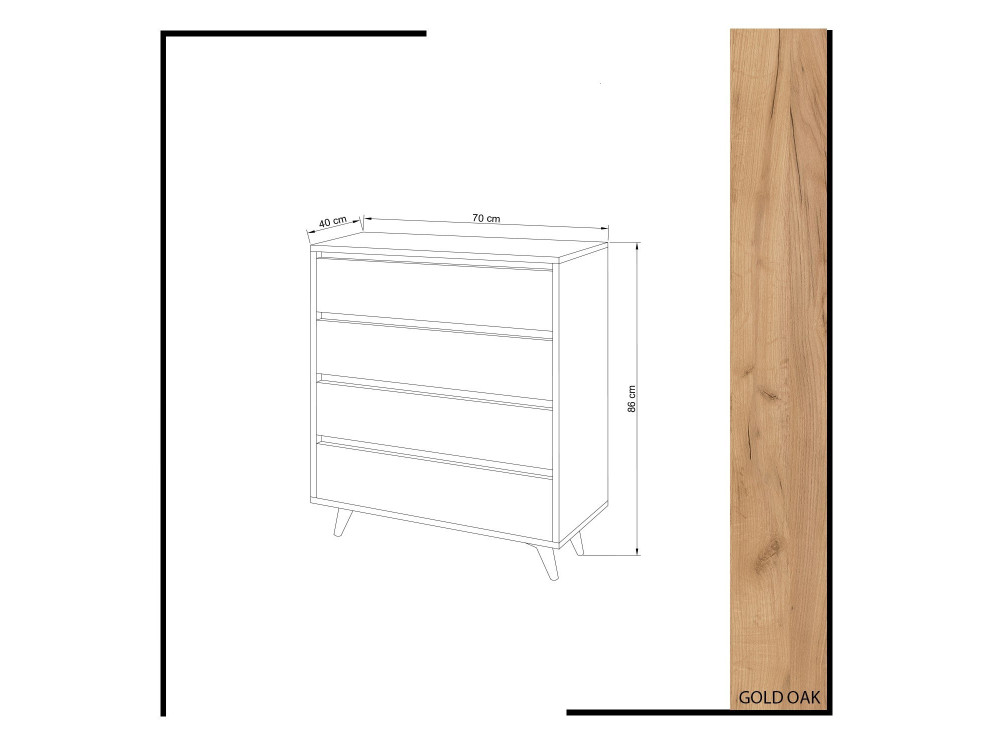 Houten ladekast "Suvera" - 70 x 40 x 86 cm - Beige