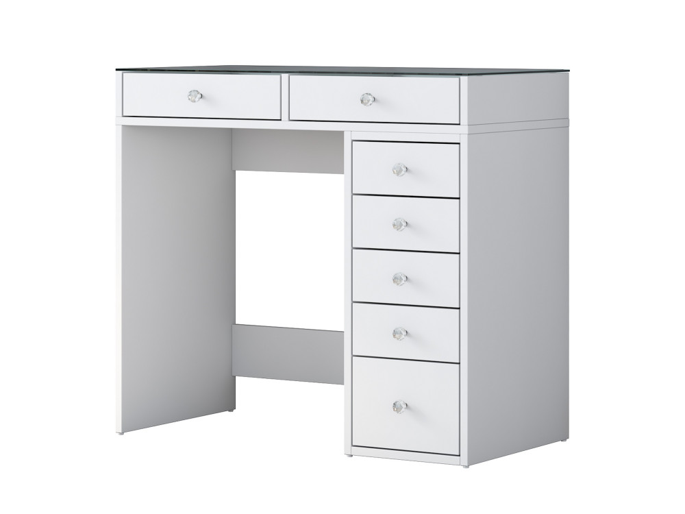Kaptafel "Soma" met ingebouwde houten laden - 90 x 44 x 80 cm - Wit