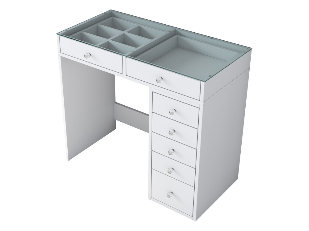 Kaptafel "Soma" met ingebouwde houten laden - 90 x 44 x 80 cm - Wit