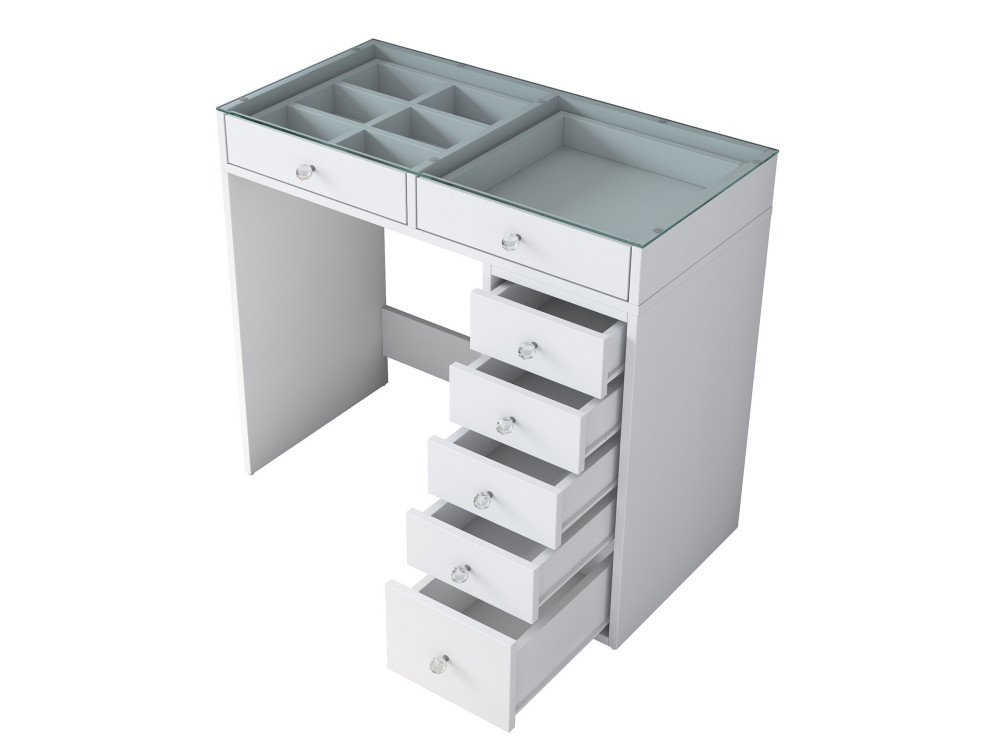 Kaptafel "Soma" met ingebouwde houten laden - 90 x 44 x 80 cm - Wit