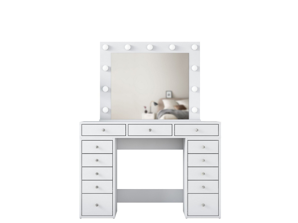 Kaptafel "Sirma" met houten spiegel - 120 x 44 x 82 cm - Wit