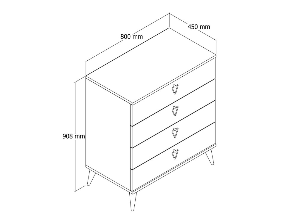 Versa-Ce" houten ladekast - 80 x 45 x 90 cm - Bruin