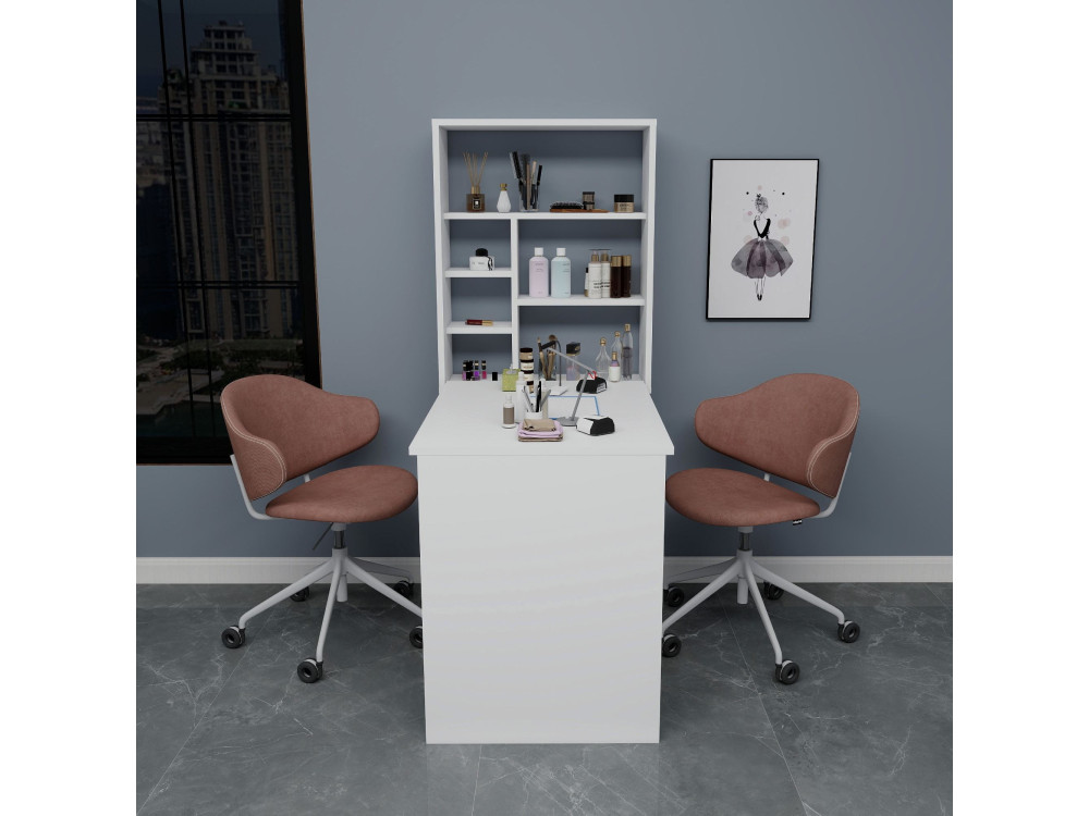 Houten make-up tafel "Sedir" - 90 x 59 x 74 cm - Wit