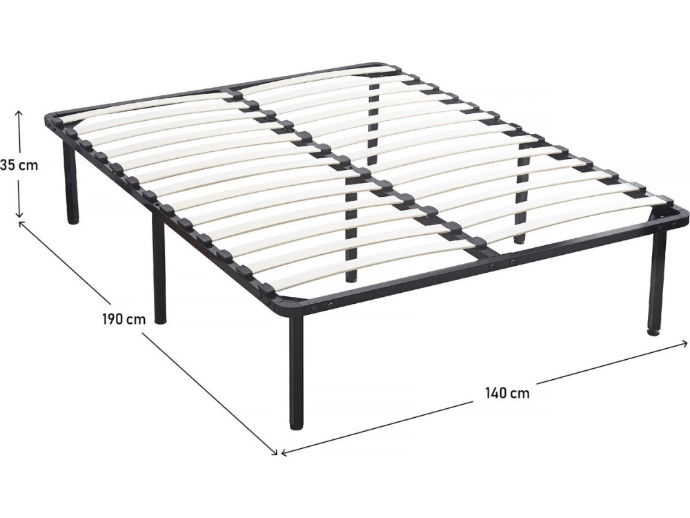Lattenbodem met frame + poten voor matras 140 x 190 cm - 26 latten