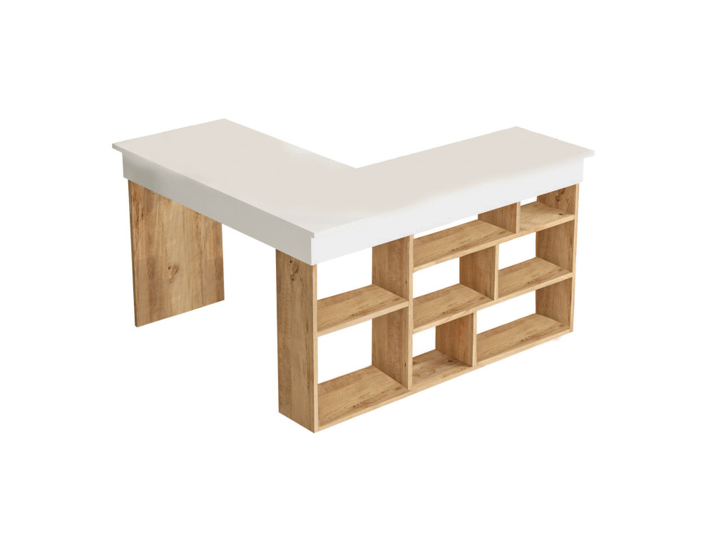 CT5" houten bureau - 129 x 120 x 72 cm - Atlantic Pine Wit