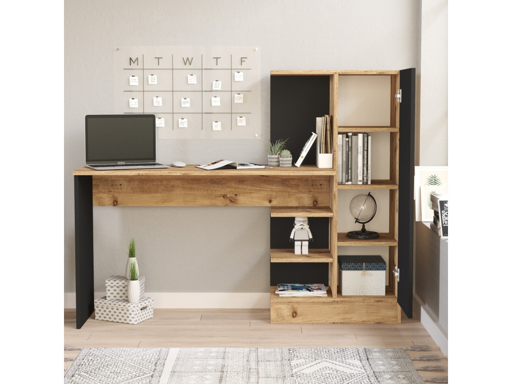 Houten bureau CT2 - 152 x 40 x 120 cm - Atlantic Pine Zwart