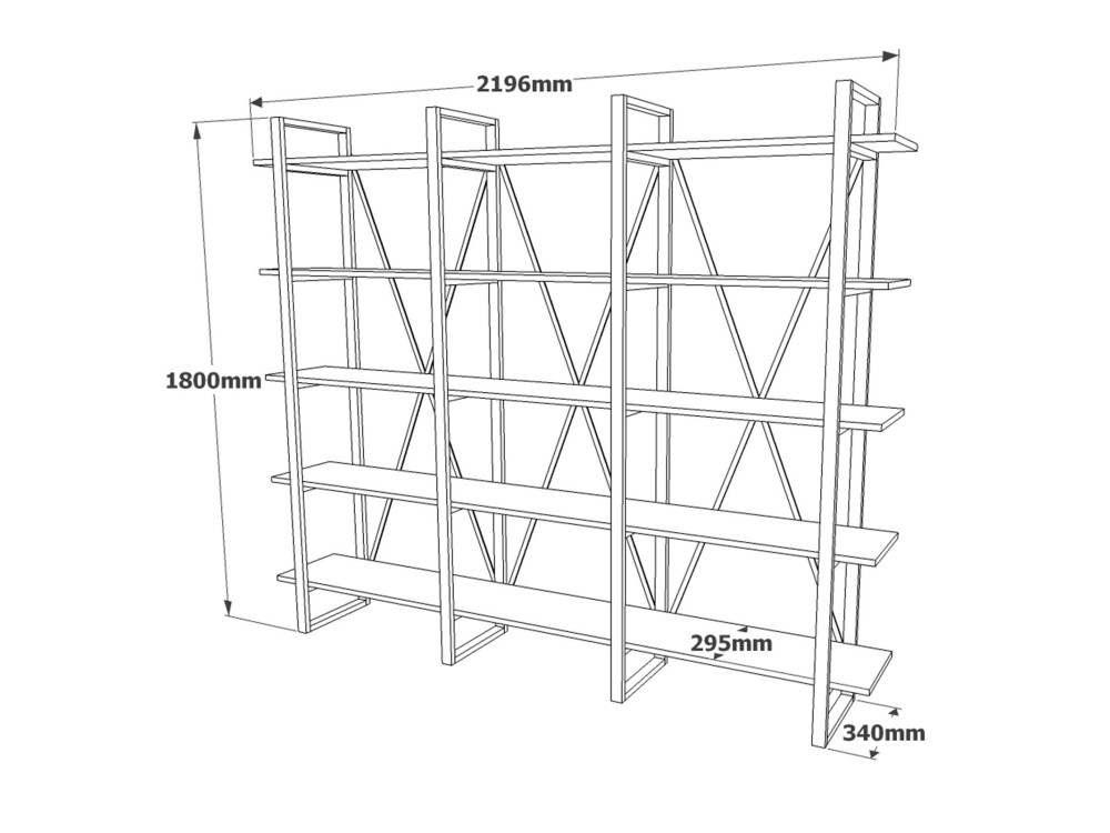 Houten boekenkast ML4 - 219 x 34 x 180 cm - Atlantisch grenen