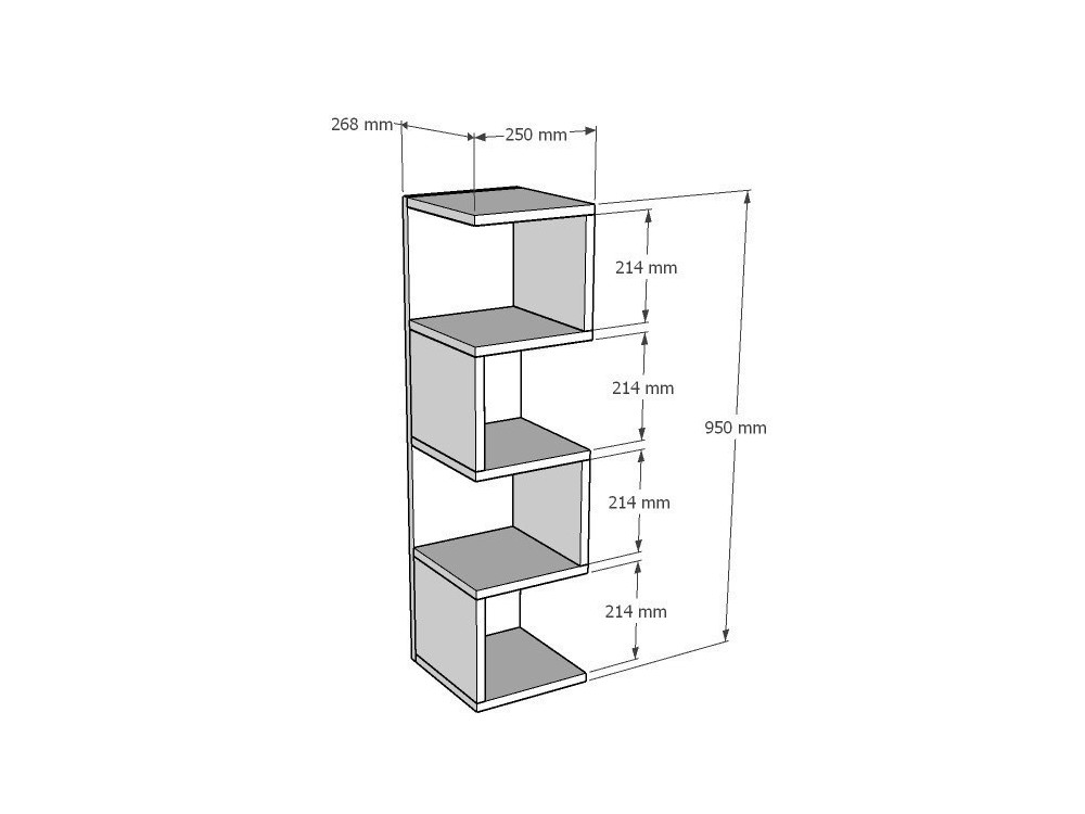 Houten boekenkast "Alin" - 27 x 25 x 95 cm - Wit
