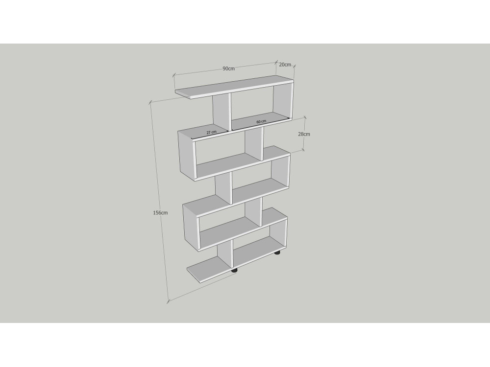 Houten boekenkast "Elif" - 90 x 20 x 156 cm - Grenen