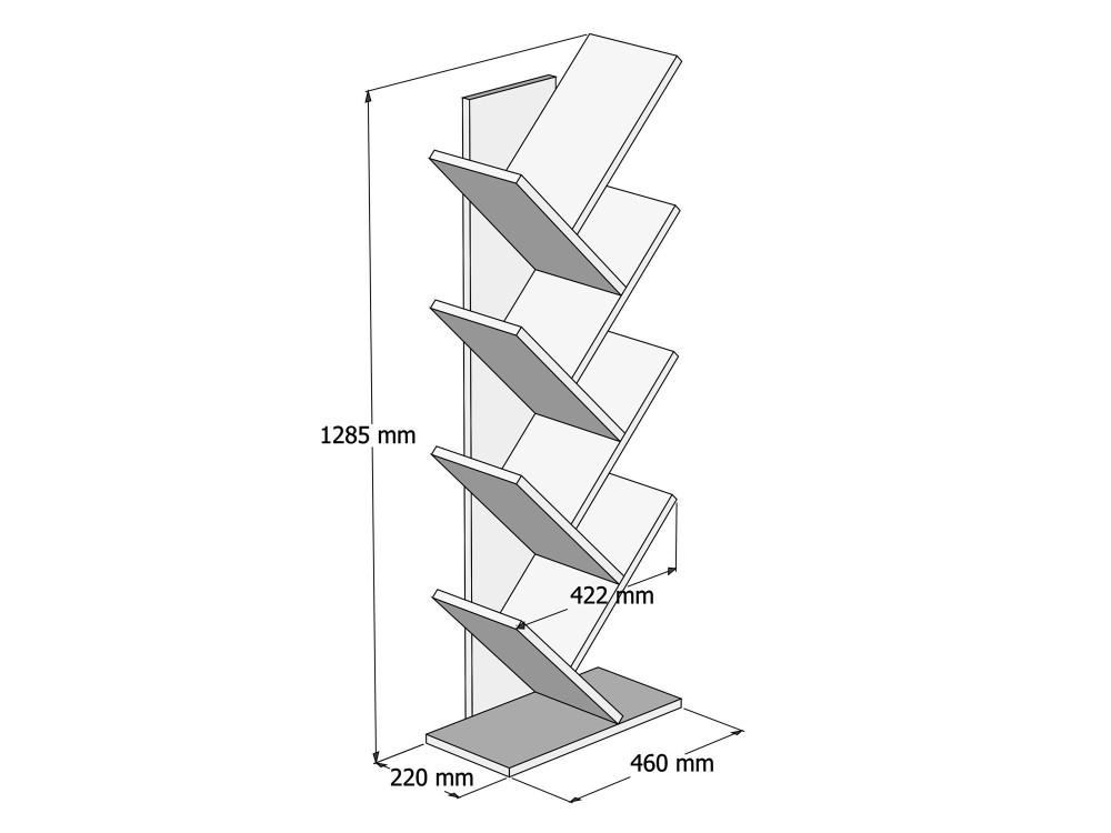 Houten boekenkast "Hitit" - 46 x 22 x 128 cm - Wit