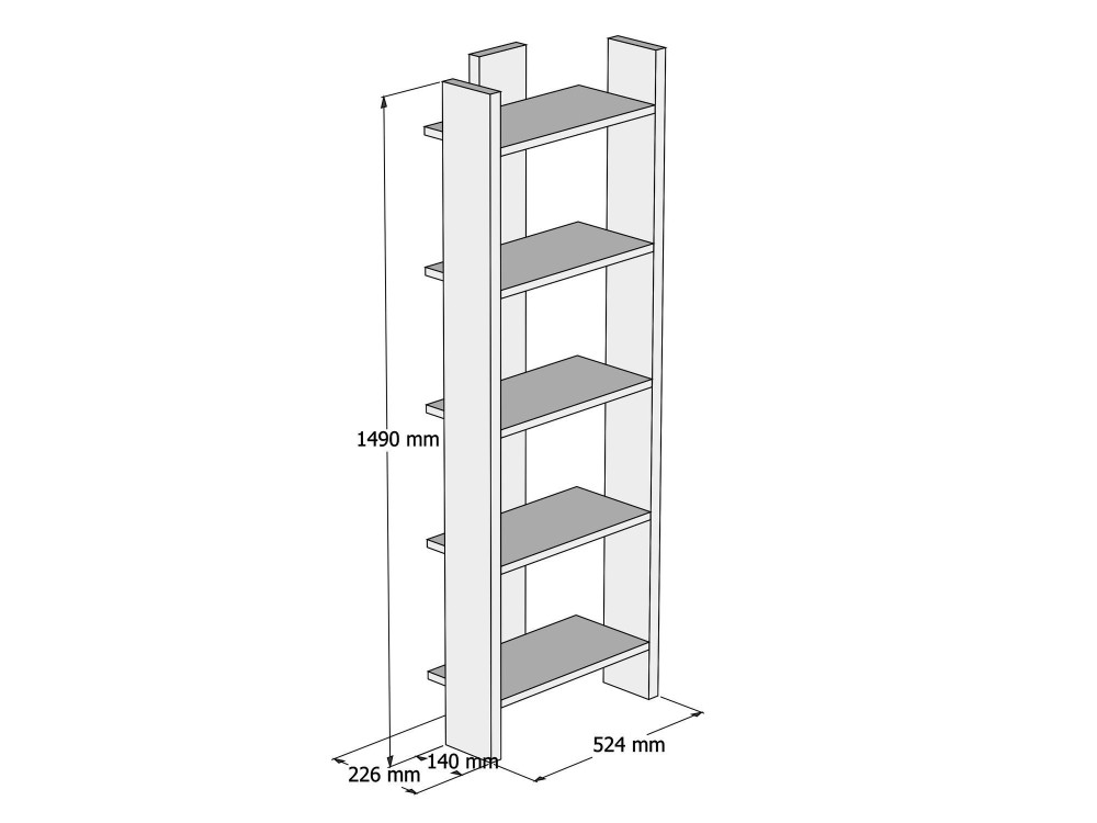 Houten boekenkast "Virba" - 52 x 22 x 149 cm - Notelaar