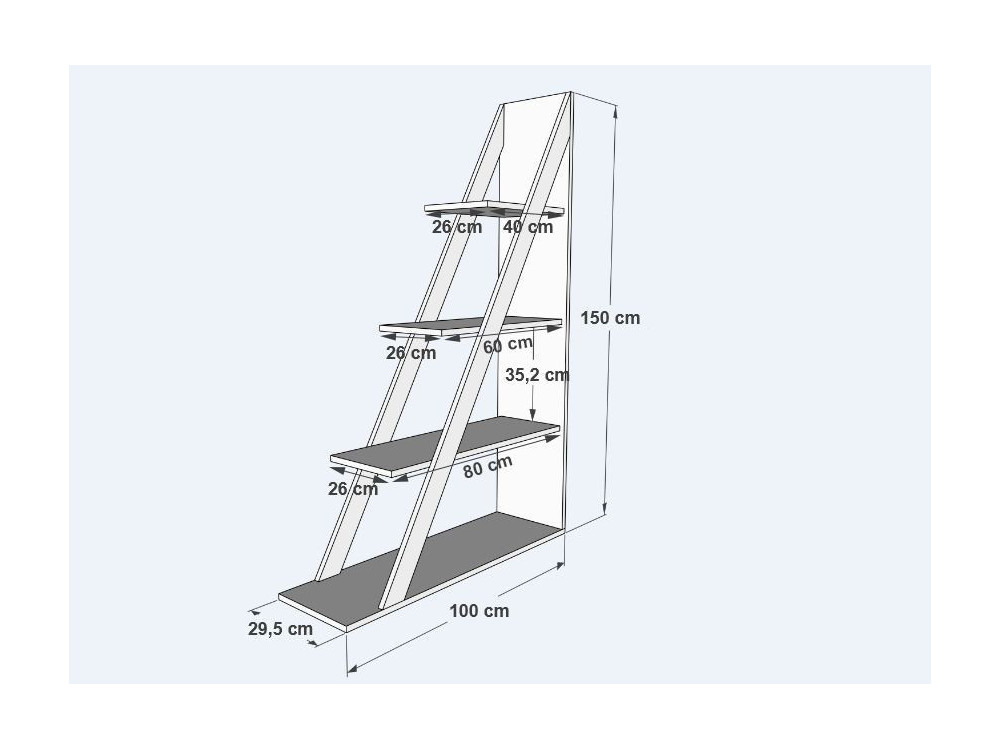 Houten boekenkast "Arven" - 100 x 29 x 150 cm - Wit