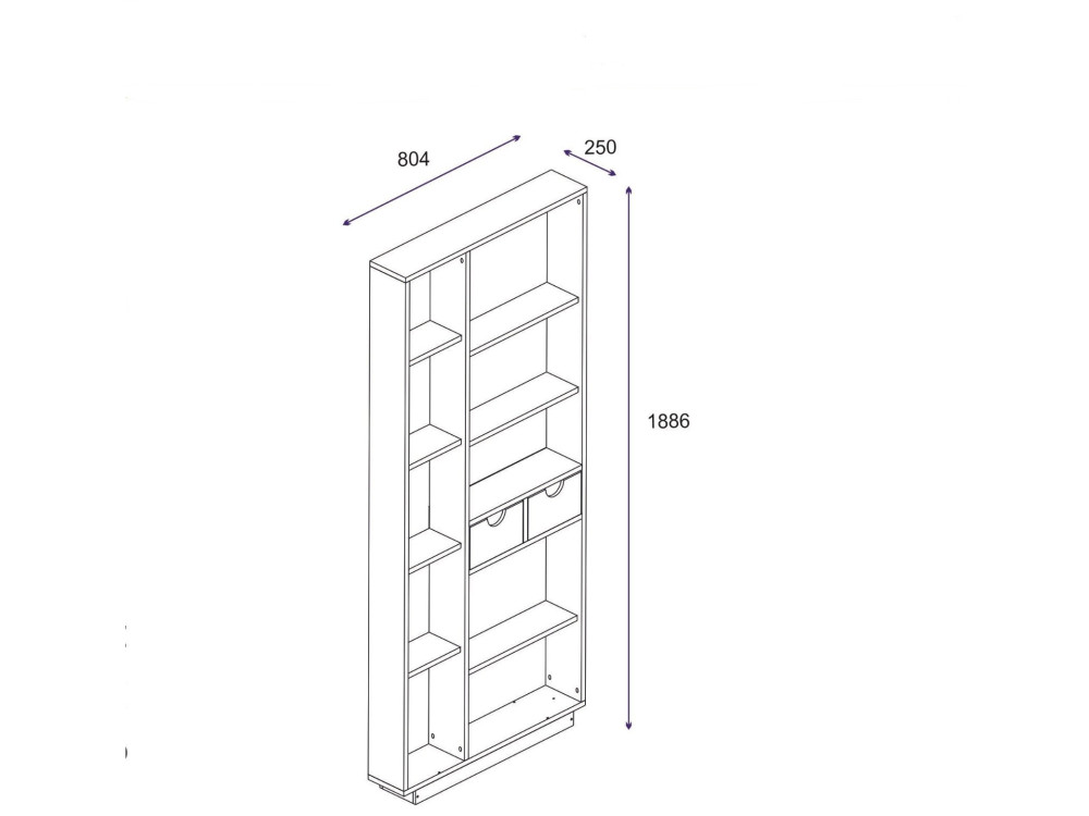 Houten boekenkast "Luma" - 80 x 25 x 188 cm - Wit