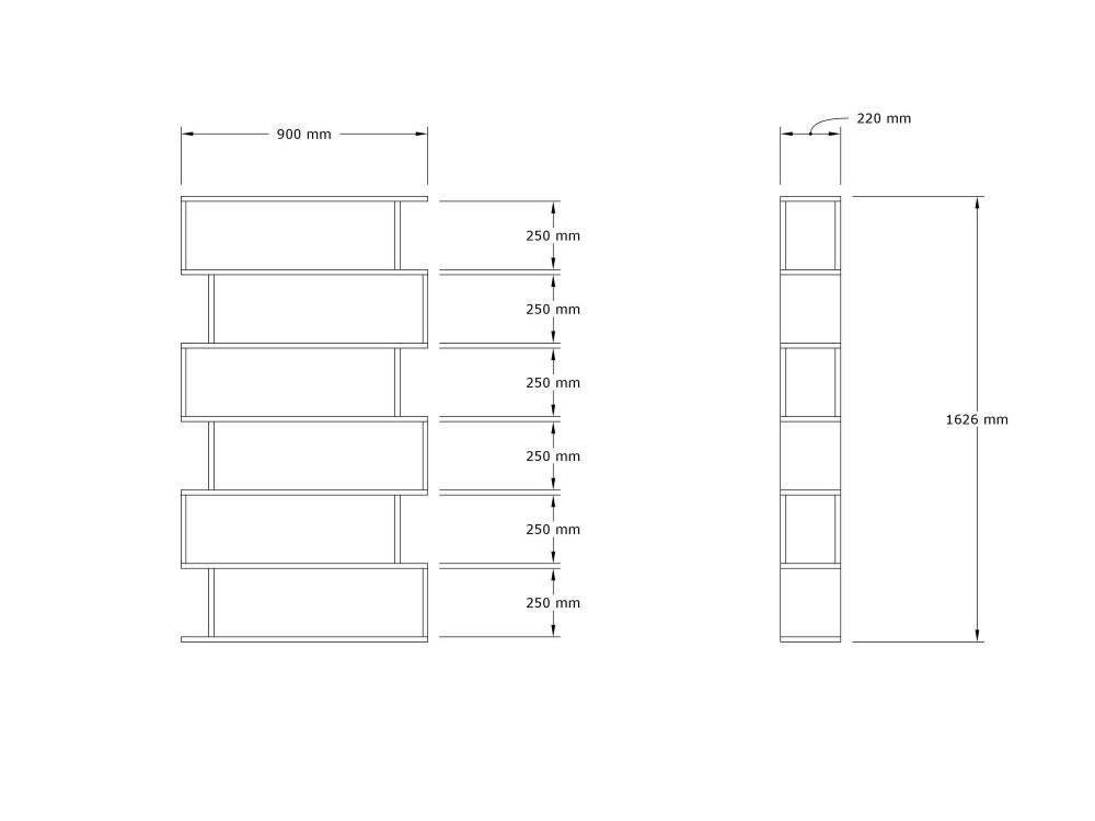Houten boekenkast "Hector" - 90 x 22 x 162 cm - Saphir