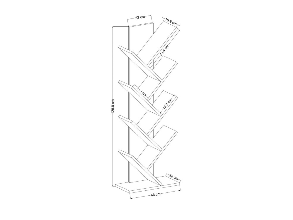 Tuval 066" houten boekenkast - 46 x 22 x 129 cm - Eik, Wit