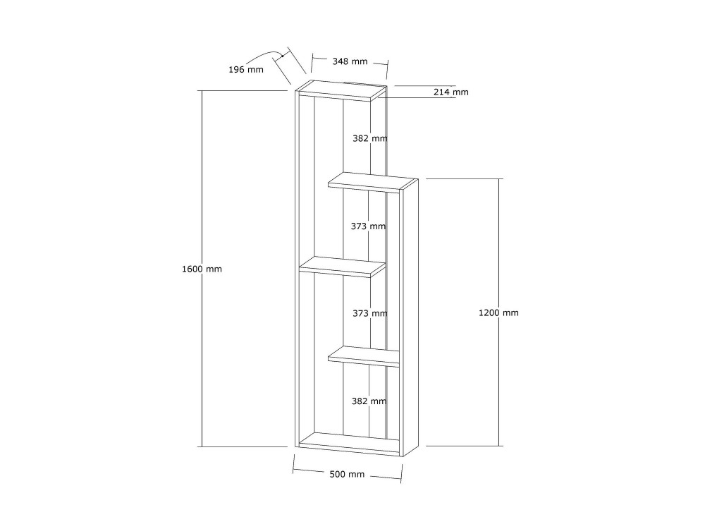 Wand" houten boekenkast - 50 x 19 x 160 cm - Wit