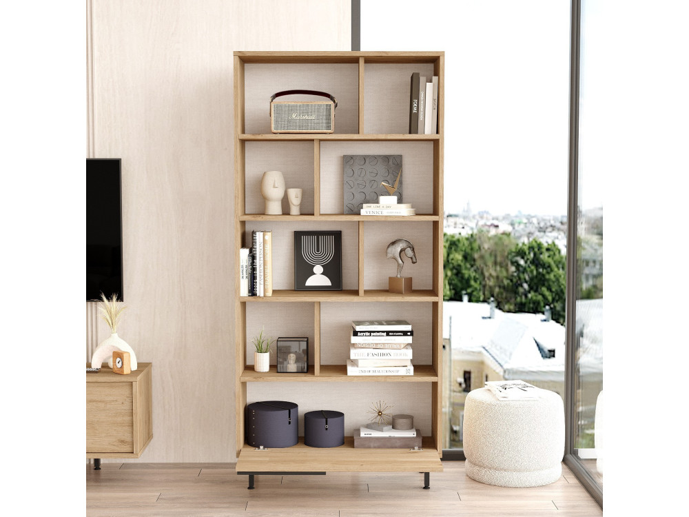 Houten boekenkast "Calvin" 83,9 x 29,5 x 175,6 cm - Notelaar