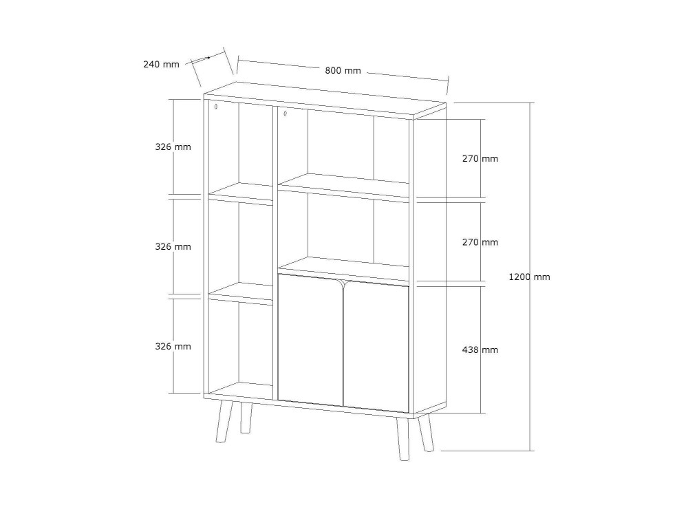 Houten boekenkast "Lumo" - 80 x 24 x 120 cm - Wit