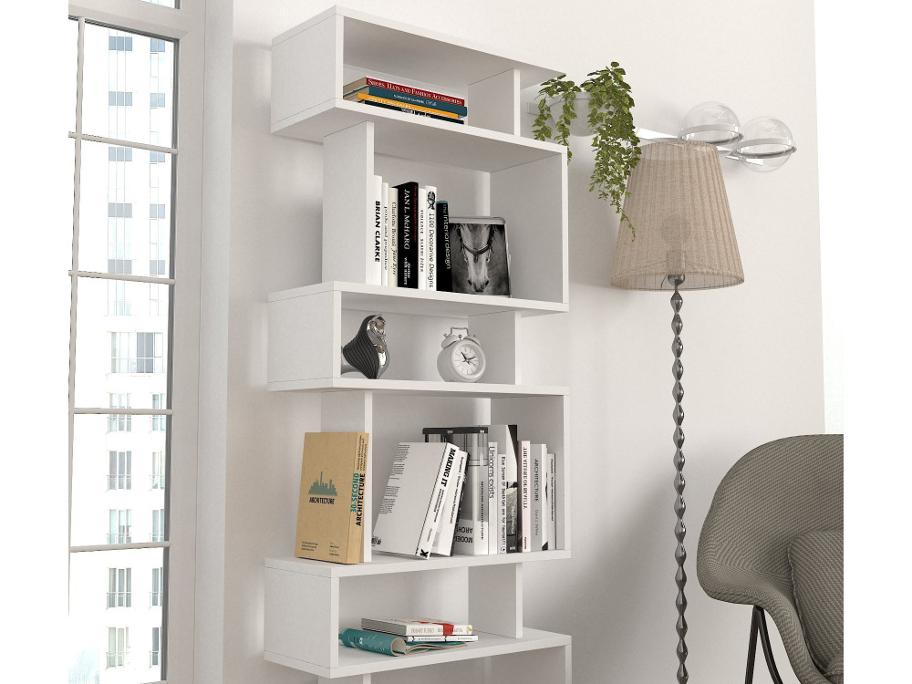 Blok" houten boekenkast - 60 x 19 x 165 cm - Wit