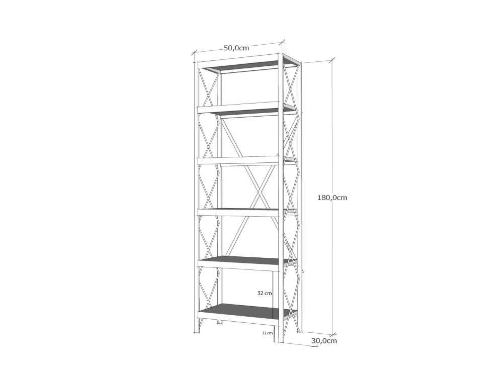 Houten boekenkast "Suadiye" - 50 x 30 x 180 cm - Bruin