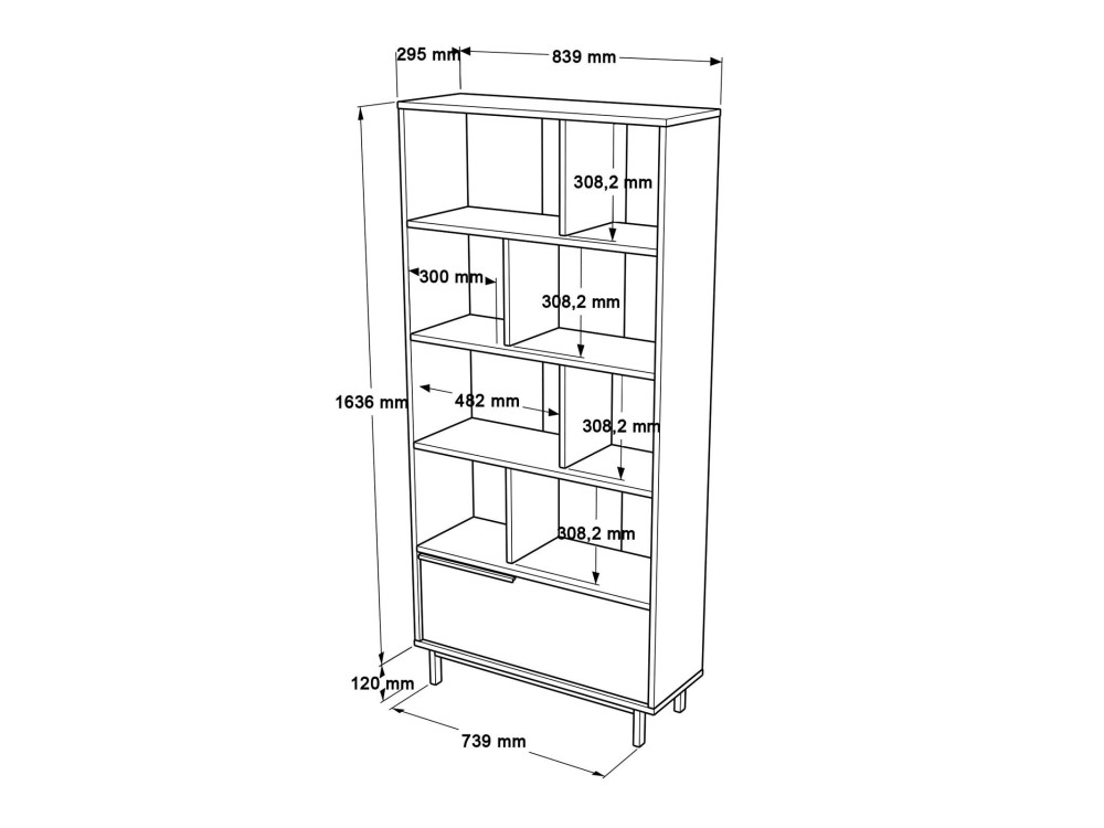 ON4-SW" houten boekenkast - 84 x 30 x 176 cm - Wit