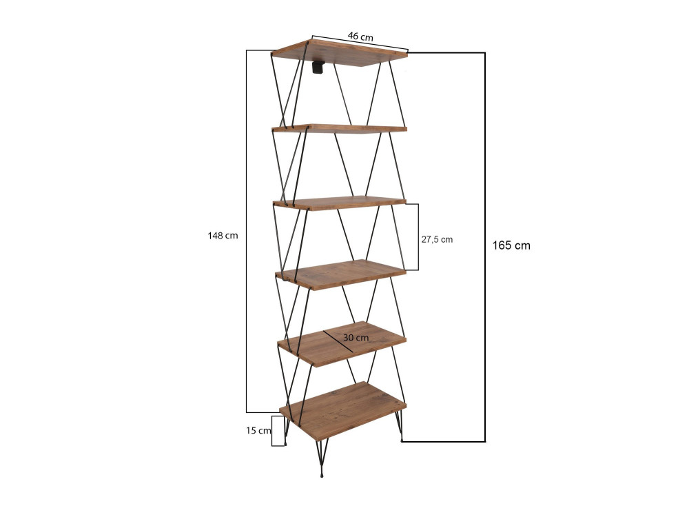 Houten boekenkast "Balaban" - 46 x 30 x 165 cm - Bruin