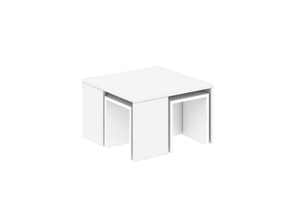 Set houten salontafels "Ortanca" - 60 x 60 x 37 cm - Wit