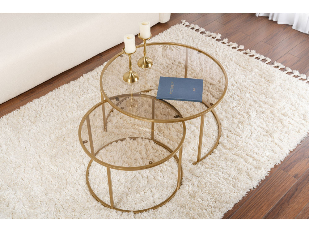 Set van 2 "Aurum" metalen salontafels - 80 x 80 x 43 cm - Goud Brons