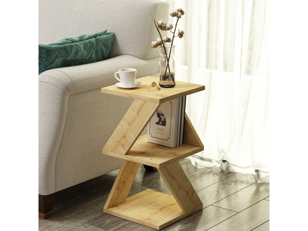 Houten bijzettafel "Albeni" - 30 x 30 x 50 cm - Saffier Eik