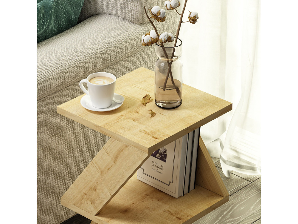 Houten bijzettafel "Albeni" - 30 x 30 x 50 cm - Saffier Eik