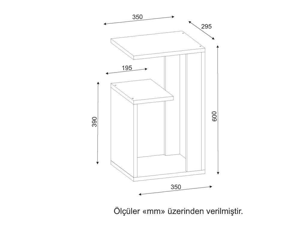 Houten bijzettafel "Sister" - 35 x 29 x 60 cm - Wit